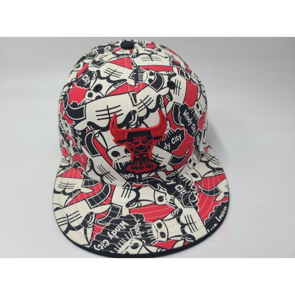 Chicago Bulls Windy City All Over Print New Era 59Fifty Fitted 7 5/8 Hat Cap NBA